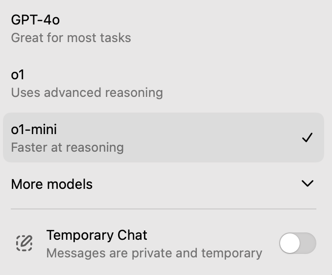 chatgpt 界面中的 o1 mini
